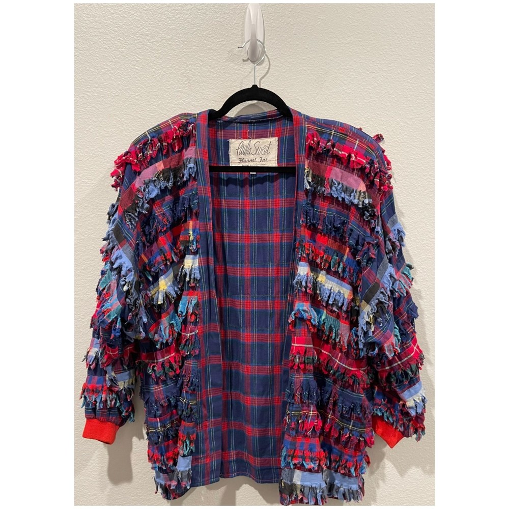 PAULA SWEET Flannel Fur Red Plaid Cardigan